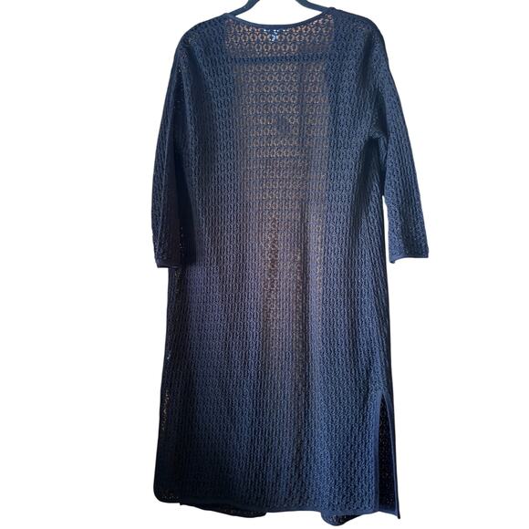 J. Jill Open front crochet weeve black cotton blend S cardigan gothic - Picture 2 of 10